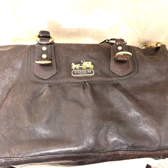 Coach Madison Sabrina Satchel Bag purse Brown Leather - Picture 8 of 12